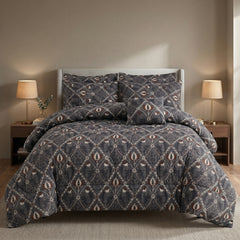 SIGNATURE BLACK-WHITE COTTON COMFORTER SET-7PCS