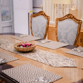 Warm Brown Geometric Dining Table Set
