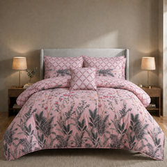 SIGNATURE S.G PINK COTTON COMFORTER SET-7PCS