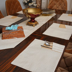 Minimal Beige Embossed Textured Table Set