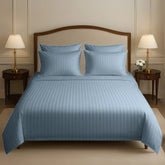 SILVER SATIN STRIPE BEDSHEET SET - 8 PCS
