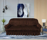 Twill Jersey Sofa Covers - Elastic Sofa Covers - Brown