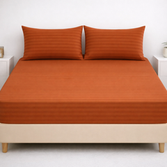 SIGNATURE FITTED COTTON STRIPE BEDSHEET-S07