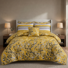 YELLOW QUILTED ASH-1023  COTTON COMFORTER SET-7PCS