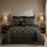 SIGNATURE BLACK PALERMO COTTON COMFORTER SET-7PCS