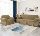 RUFFELED SUR SUCKER TURKISH SOFA COVER - Mouse Color