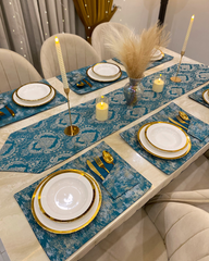 Teal Mats Dining Table Set